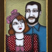 LILY et VALENTIN, acryl/carton 33x45cm