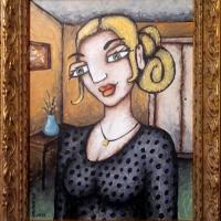 PORTRAIT femme, acryl/bois 29x63cm