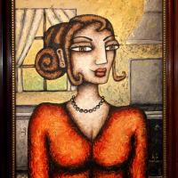 PORTRAIT femme, acryl/bois 45x55cm
