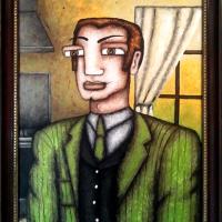 PORTRAIT homme, acryl/bois 45x55cm