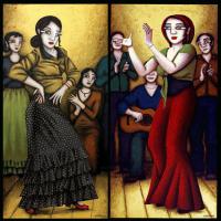 UNA SEVILLANA, 2 acryl/toile 40x80cm