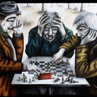 PARTIE D'ECHECS, acryl/toile 130x80cm- Rf-photo Yann Razavet