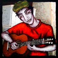 LE GUITARISTE, acryl/toile 50x50cm