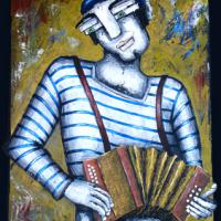L'ACCORDEONISTE, acryl/toile 46x55cm