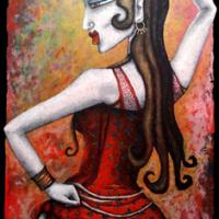DANSEUSE FLAMENCO, acryl/toile 78x116cm