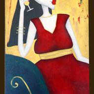 LA FEMME AU CHAMPAGNE,  acryl/toile 40x80cm