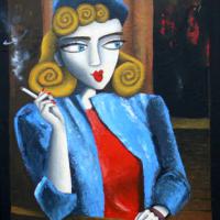 L'HOTESSE DE L'AIR,  acryl/toile 50x60cm