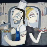 LA CAISSE A JUS, acryl/toile 55x46cm