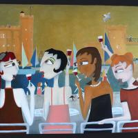 LA ROCHELLE AU FEMININ, acryl/toile 100x80cm