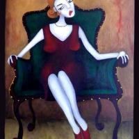 LA DAME AU FAUTEUIL, acryl/toile 50x60cm