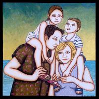 PORTRAIT DE FAMILLE, acryl/médium 35x35cm