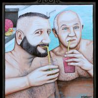 ERIC et FRANCOIS, acryl/médium 30x25cm