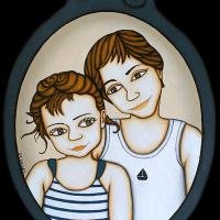 MYRTILLE et LÉON, acryl/médium 23x32cm