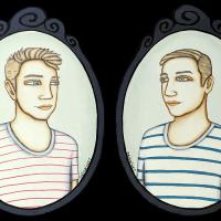 LES FRANGINS, 2 acryl/médium 17x24cm