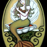 UNE SIRENE, acryl/médium 25x40cm