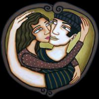 DES ZAMOUREUX, acryl/médium 30x30cm