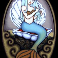 UNE SIRENE, acryl/médium 25x40cm