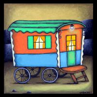 UNE ROULOTTE, acryl/toile 30x30cm