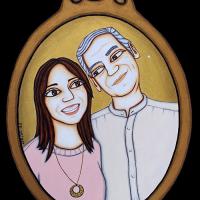 PERE et FILLE, acryl/médium 23x32cm