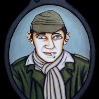 PORTRAIT DU GRAND-PERE, acryl/médium 23x32cm