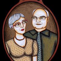 PAPI et MAMIE, acryl/médium 23x32cm