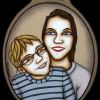 MERE et FILS, acryl/médium 23x32cm